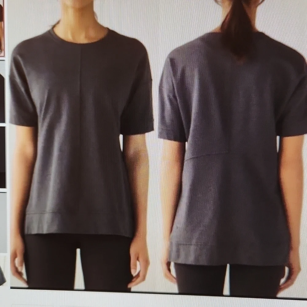 Lululemon A Cut Above Short Sleeve Crewneck Slit Sweatshirt Black 6